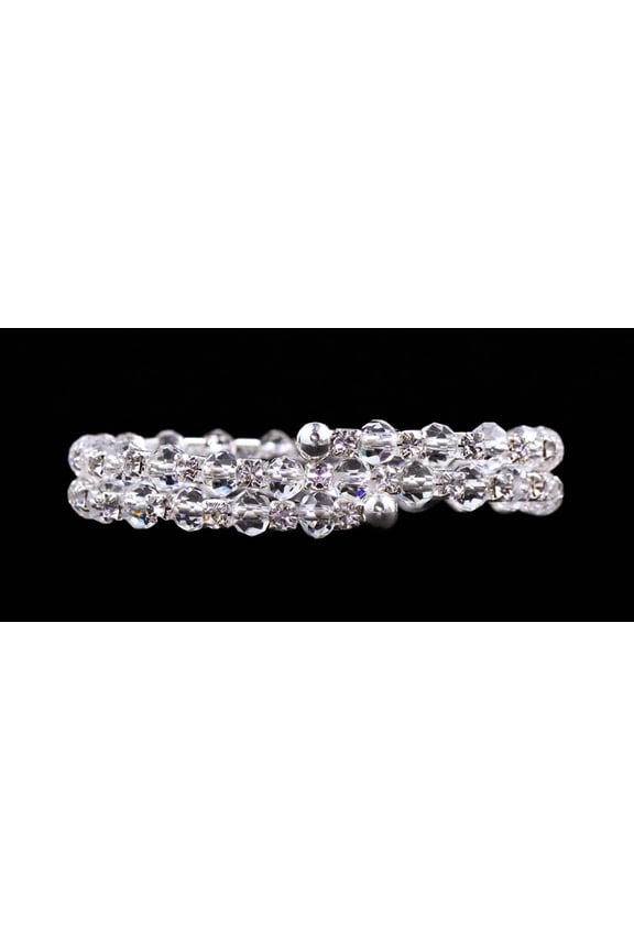 #16629 Crystal Bead and Rhinestone Wrap Coil Bracelet