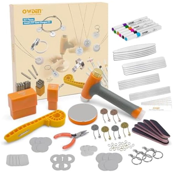 167 Pcs D.I.Y. Hand Stamped kit, Metal Stamping kit and DIY Personalized Stamp Jewelry Gift, Tag and Bracelet Blanks,Great Teenage Birthday Gift, Unique Handmade Jewelry$$Art & Craft