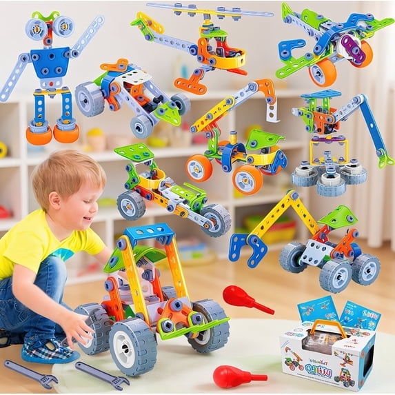 167-Piece 10-in-1 STEM Building Set, Engineering Kit for Ages 4-8, Builds 10 Models