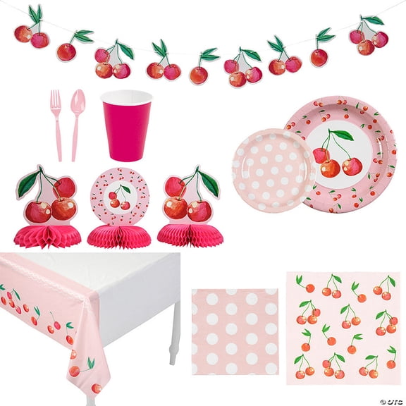 167 Pieces Cherry Party Tableware Decorating Kit for 24
