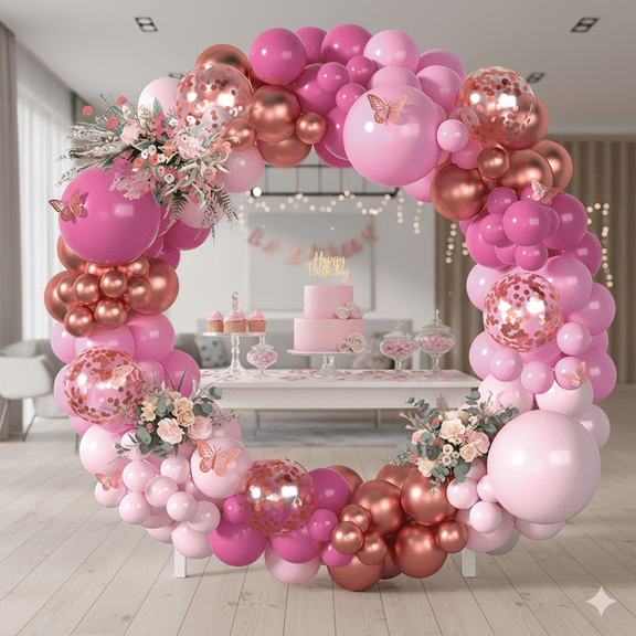 167 pcs Rose Gold Balloon Garland Arch Kit for Baby Shower, Wedding, Birthday, Party Decorations
