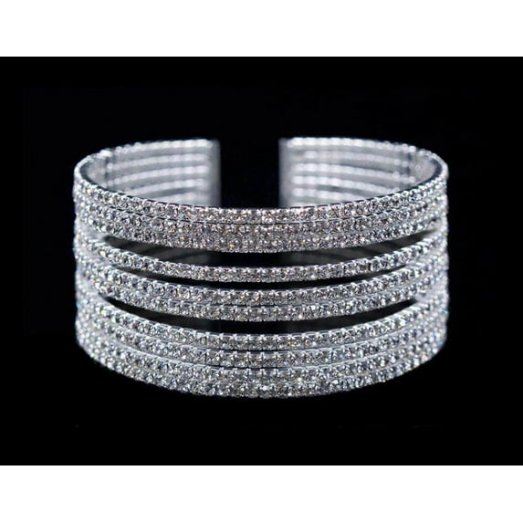 #16725 - 10 Row Rhinestone Cuff Bracelet