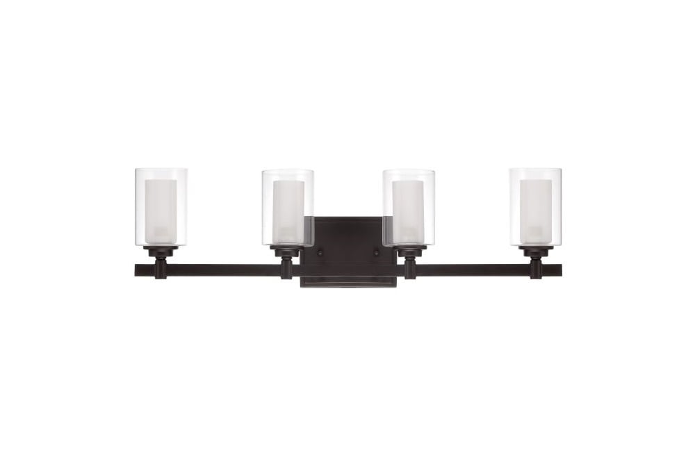Espresso Modern 26.75" Vanity Light with Clear Glass Shades