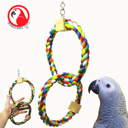 1677 Twin Rainbow Ring Bird Toy