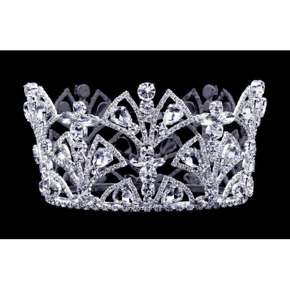 #16795 Rhinestone Fan Fixed Crown - 3"