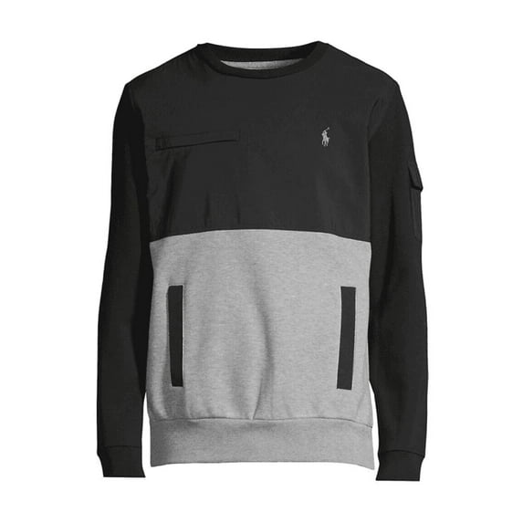 $168.00 Polo Ralph Lauren Mens Water Repellant Sweatshirt, Black Gray, Size L