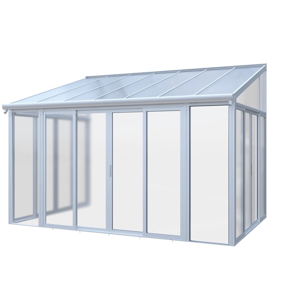 168.5 In L X 115 In W X 123 In H Aluminum Sunroom With Double Sliding Doors And Gutter System