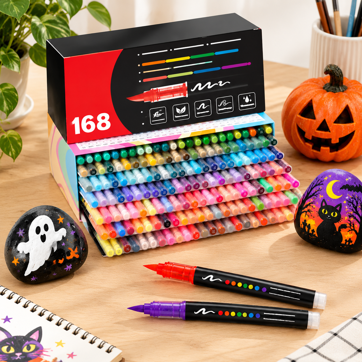 Markers For Rocks 168 Color Soft Brush Tip Markers for Wood, Rock, Canvas and More ...