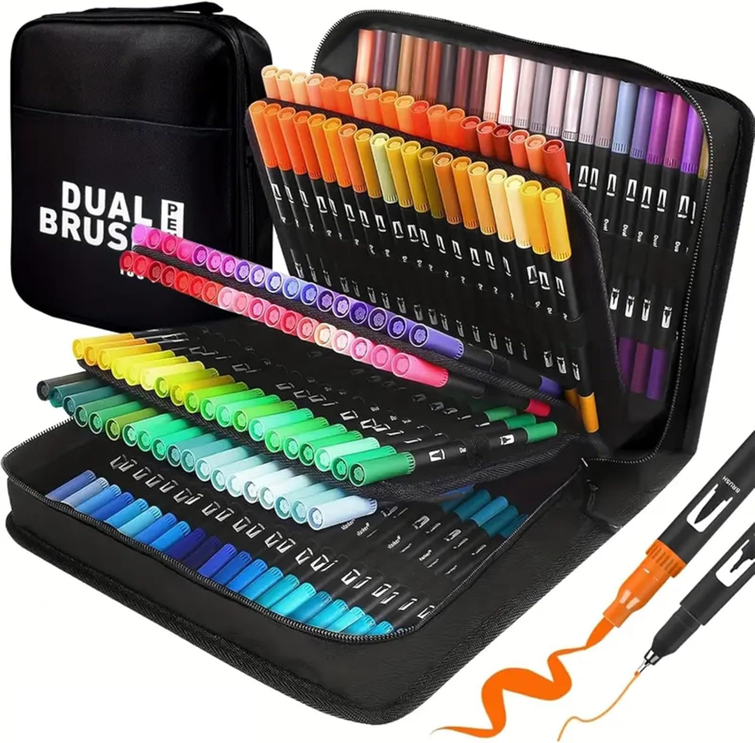 168 Colors Dual Brush Markers, Art Markers Set with Fine Tip and Brush Tip for Coloring Book, Hand Lettering, Calligraphy Drawing Art Supplies Kit
