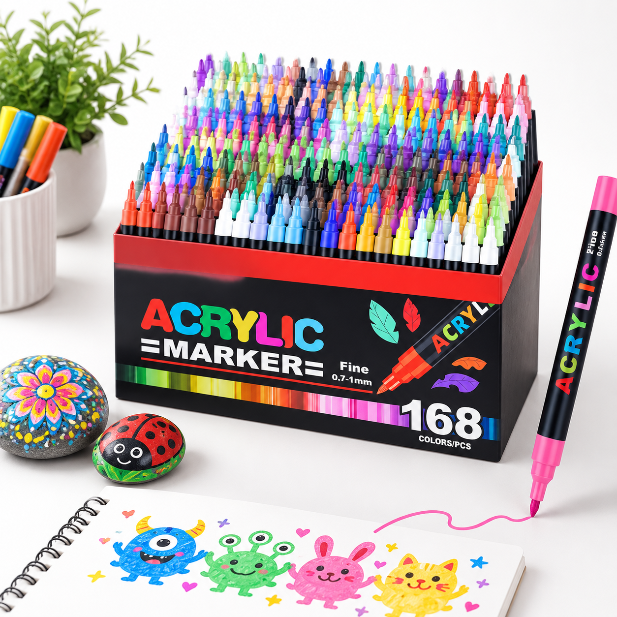 168 Colorst Markers And Acryliac Pens For Rock Wood Fabric Glcanvas ...
