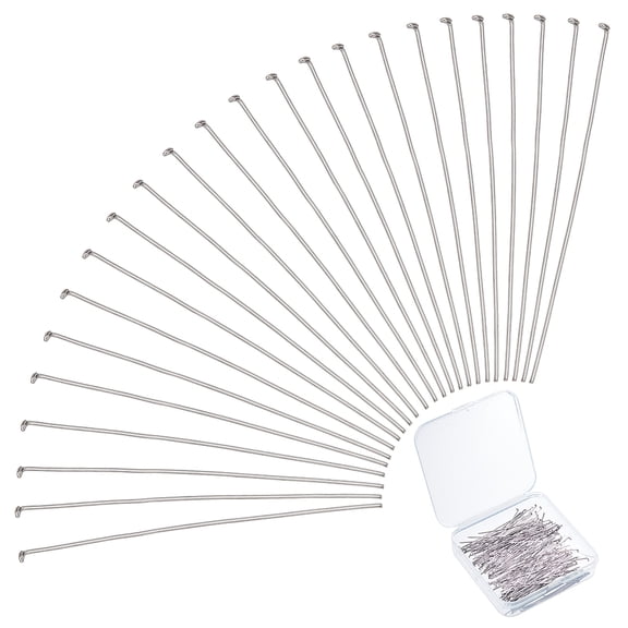 168 Pcs 304 Stainless Steel Flat Head Findings Eye Pin Length 2 Inch 23-Gauge for Jewelry Making DIY