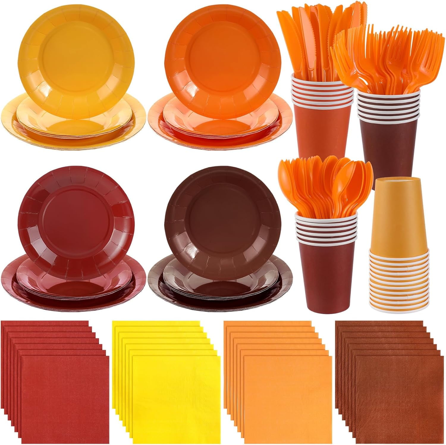 168 Pcs Fall Paper Plates and Napkins Fall Party Supplies Disposable