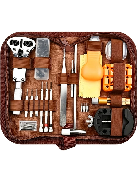 168-Piece Watch Repair Tool KitIncluding Screwdrivers, Tweezers, Case Back Openers, and MoreA Professional Set for Watch Repair and Band Adjustment