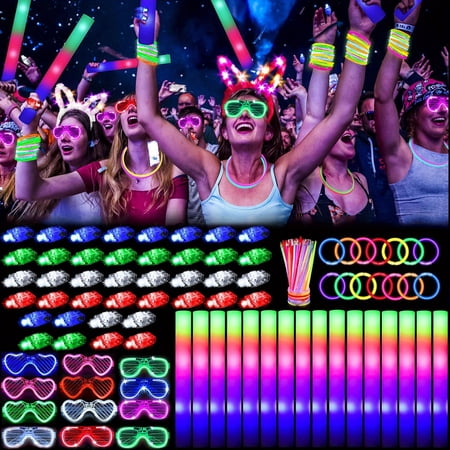 168-Pcs Glow Party Kit: 116 Sticks, 12 Glasses, 40 Finger Rings for Graduation, Wedding, Birthday Decor