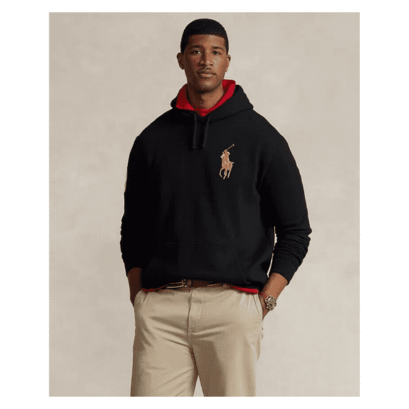 $168 Polo Ralph Lauren Big Pony Hoodie, Black, 3XB