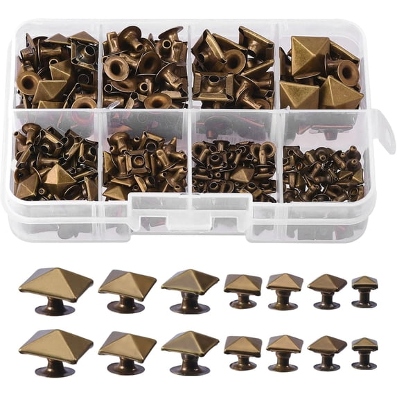 168 Sets Alloy Rivets Nails Set DIY Leather Craft Metal Rivet for Belt ...