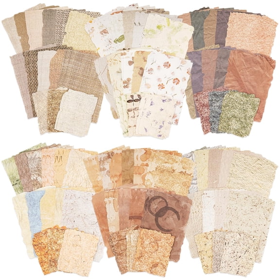 168 Sheets Scrapbook & Embossed Textured Paper Assorted Set - 6 Pack Mixed Special Papers for Scrapbooking Planner Bullet Junk Journal Supplies Collage Card Embellishment 2.4x3.2, 3.4x4.9 Inch