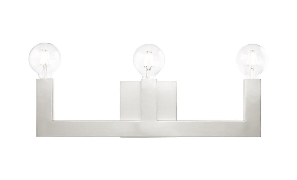 Brushed Nickel 3-Light Modern Vanity Fixture