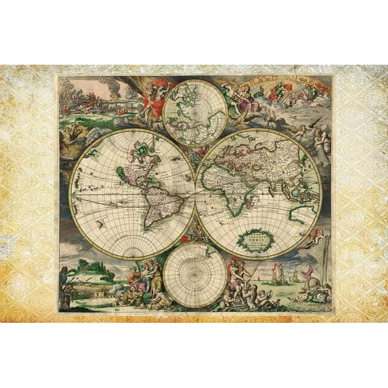 3289.Mapa Mundi Ancient Map of World POSTER.Home room office school art  decor 
