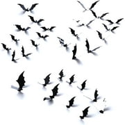 168PCS Halloween 3D Bats Decoration, 4 Different Sizes Realistic PVC Black 3D Scary Bat Sticker for Home Decor DIY Wall Decal Bathroom Indoor Hallowmas Party Supplies