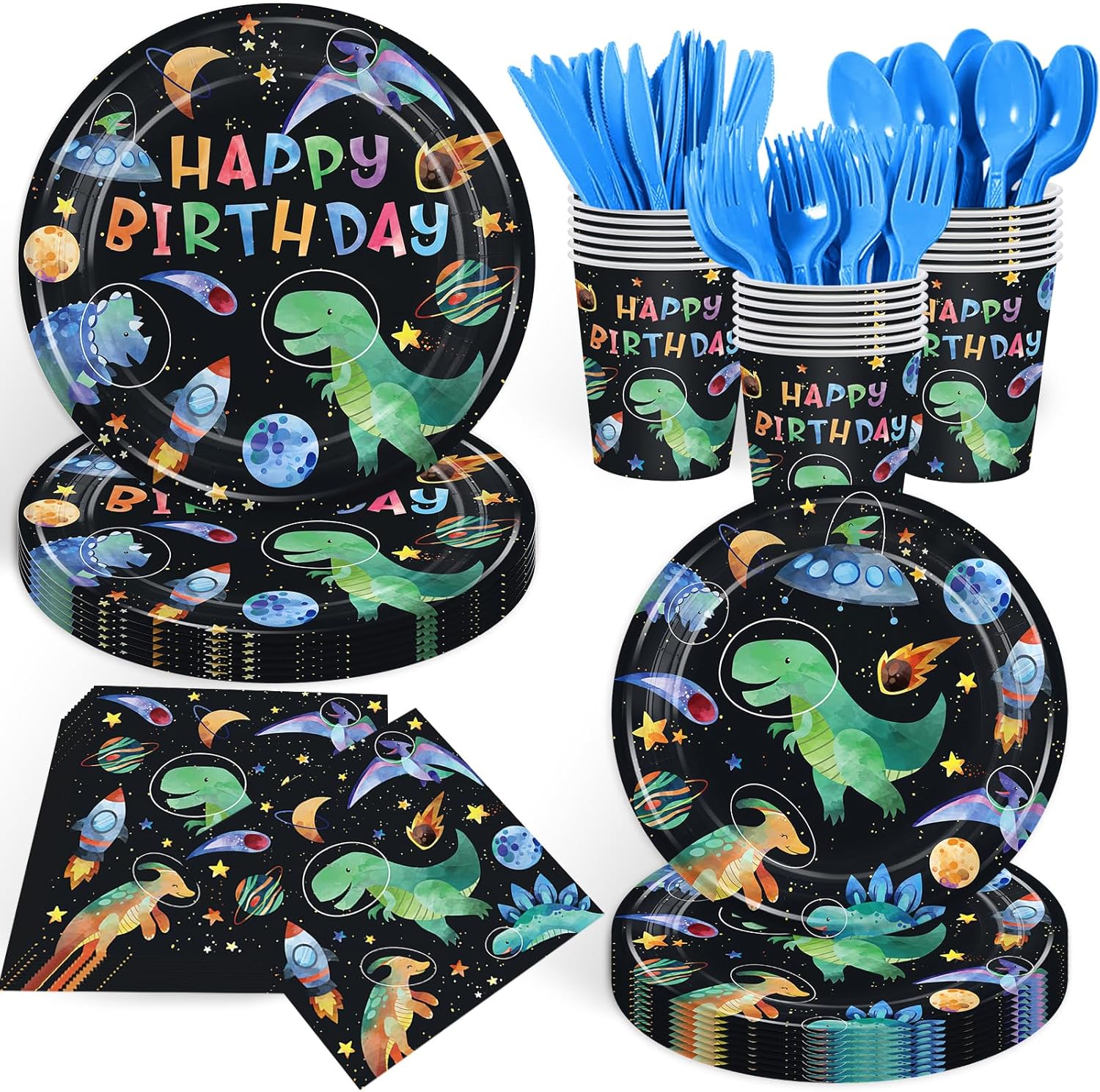 168PCS Space Dinosaurs Astronauts Party Supllies for Boys Cartoon Dino — free download