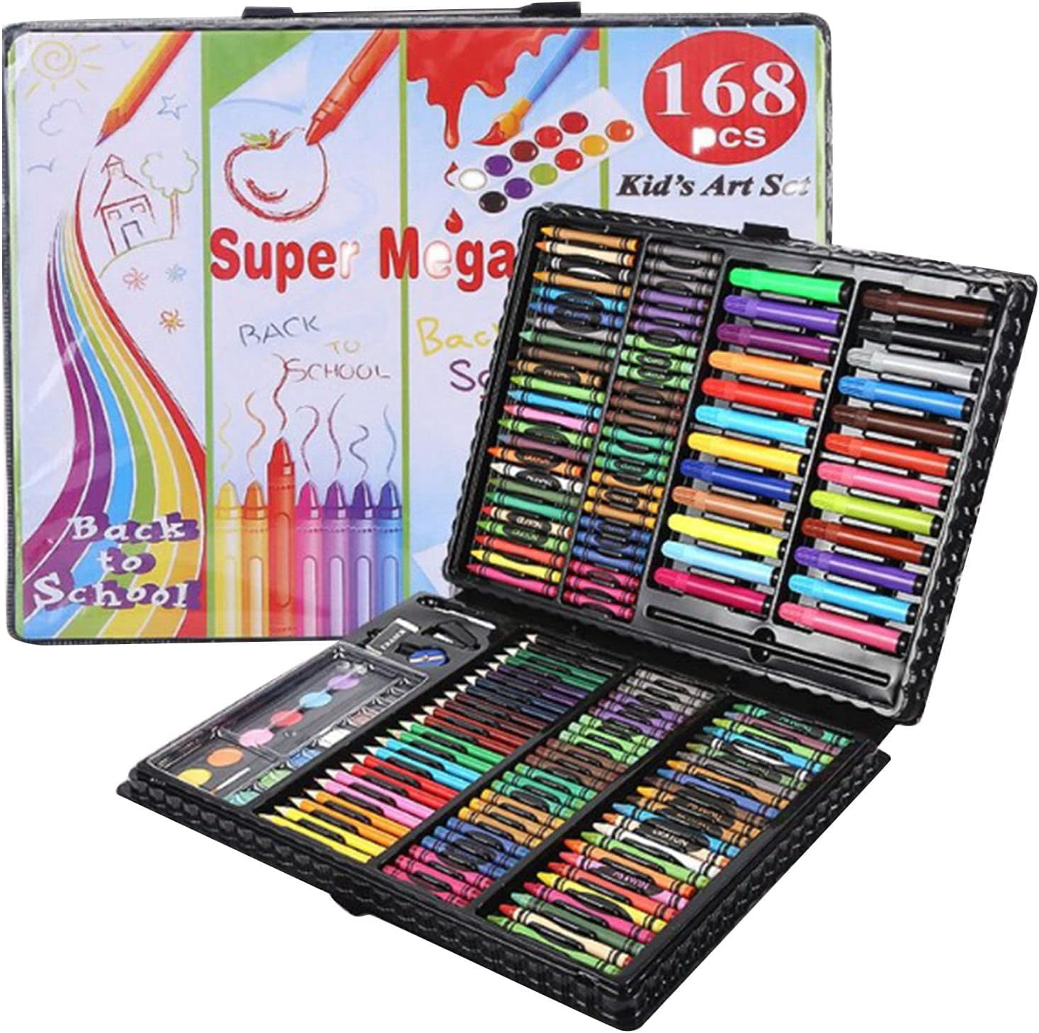 168Pcs Art Supplies Sketching Kit, Drawing Art Kit with Oil Pastels Colored Pencils Crayons Watercolor Pens & Cakes Gift for Girls & Boys Young Artist