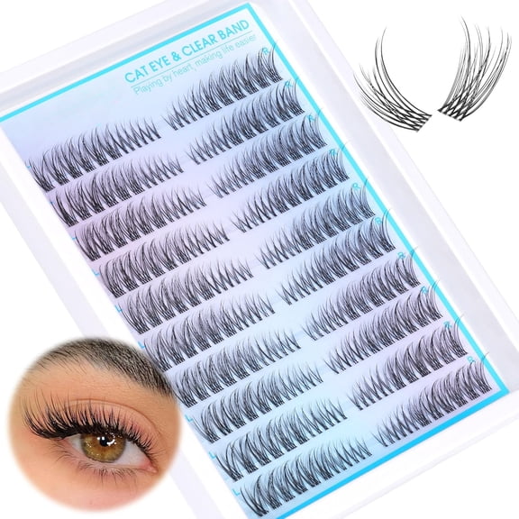 168Pcs  Natural Eyelash Clusters 11-13mm Lash Extension Kit C Curl Eyelash Extension Invisible Eyelashes with Lash Bond and Seal Glue and Tweezers DIY At Home