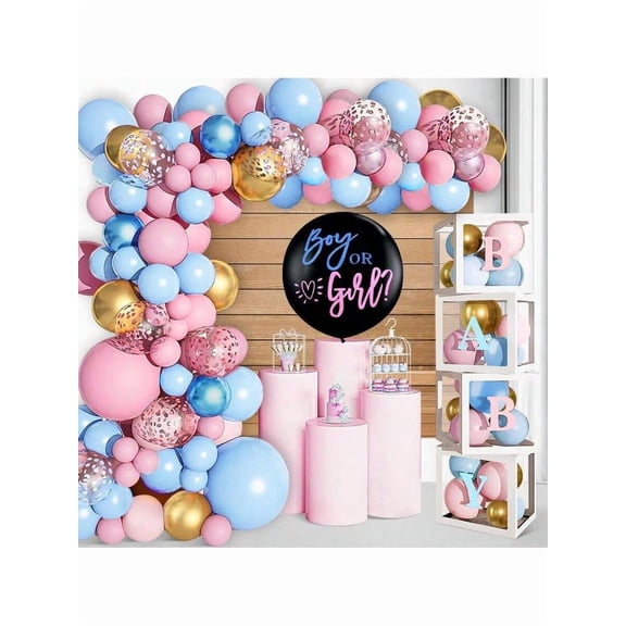 168pcs  Gender Reveal Balloon Decorations, Pink And Blue Balloon Garland Arch Kit  With A-Z+ Letters For  Shower 1st   Gender Reveal Party Supplies
