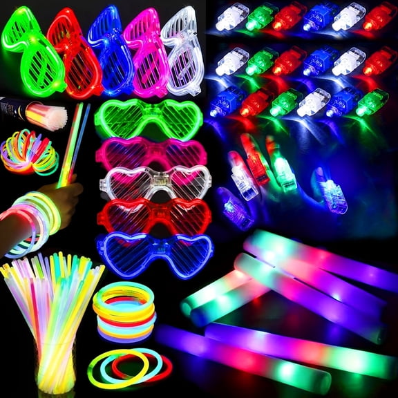 168pcs Party Set Party glasses+sponge stick+finger light and fluorescent stick for Weddings, Birthdays, Concerts, Christmas & Halloween.