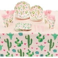 thumbnail image 1 of Sparkle and Bash Cactus Birthday Party Decorations 169-Piece Dinnerware Set - Pink, Serves 24 - For Plant Party Decor & Napkins, 1 of 9