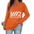 thumbnail image 1 of 1692 They Missed One Shirt Vintage Witch Print Long Sleeve Sweatshirt Halloween Casual V-Neck Tee Pullover Tops, 1 of 5