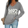 thumbnail image 1 of 1692 They Missed One Shirt Vintage Witch Print Long Sleeve Sweatshirt Halloween Casual V-Neck Tee Pullover Tops, 1 of 5