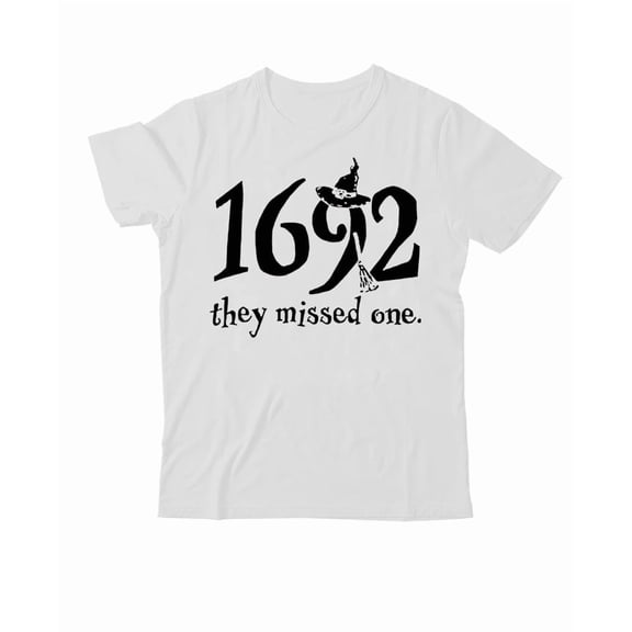 1692 They Missed One Shirt, Witch 1692 They Missed One T-Shirt, Halloween Graphic Print Women Men V-Neck Tshirt