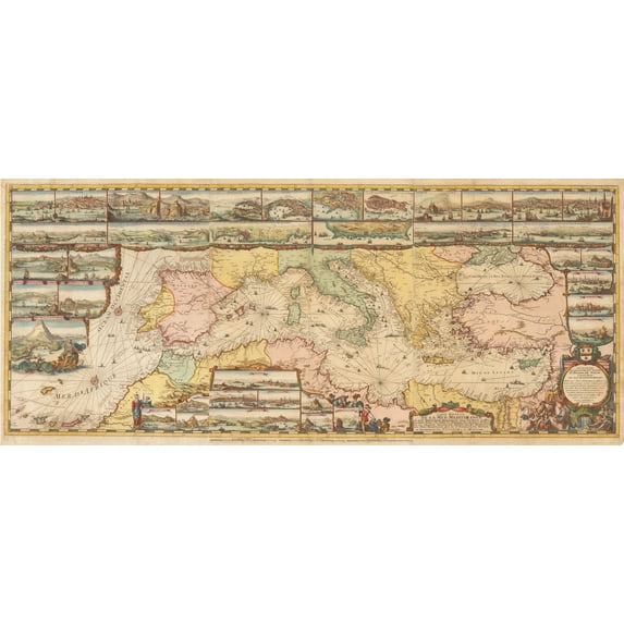 1694 Carte Nouvelle De La Mer Mediterranee...