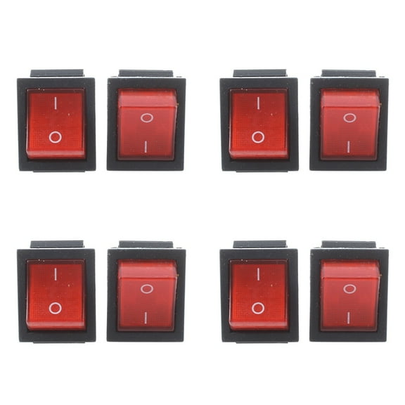 16A/250VAC 20A/125VAC Red Indicator Light 4 Pin ON/OFF DPST Rocker Switch 8 Pcs,8 x Rocker Switch,as shown