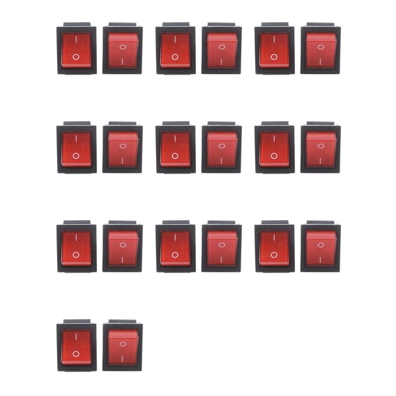 16A/250VAC 20A/125VAC Red Indicator Light 4 Pin on/OFF DPST Rocker Switch 20 Pcs