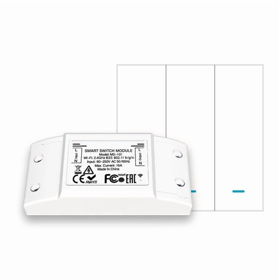 16A Bluetooth Smart Switch with 3 Group Panel Remote Control Industrial-Grade Switch Tuya Smart Home Relay Breaker,1 * Bluetooth switch 1 * Three Group Panel Remote Control,White