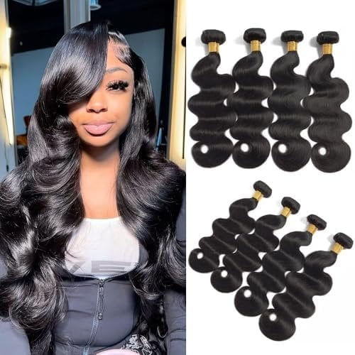 16A Human Hair 18 20 22 24 Inch Wave Human Hair 400g Brazilian Virgin Wave 4 count Brazilian Quick Weave Extensions Wet and Wavy Extensions Black