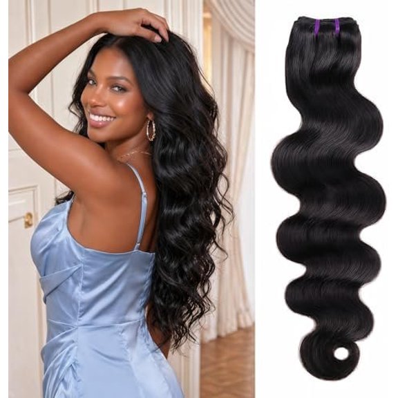 16A  Human Hair   Wave Human Hair Extensions  Brazilian  Human Hair  Wave Unprocessed Virgin Soft Bouncy Curls Double Weft Thick and Bouncy ( Black)