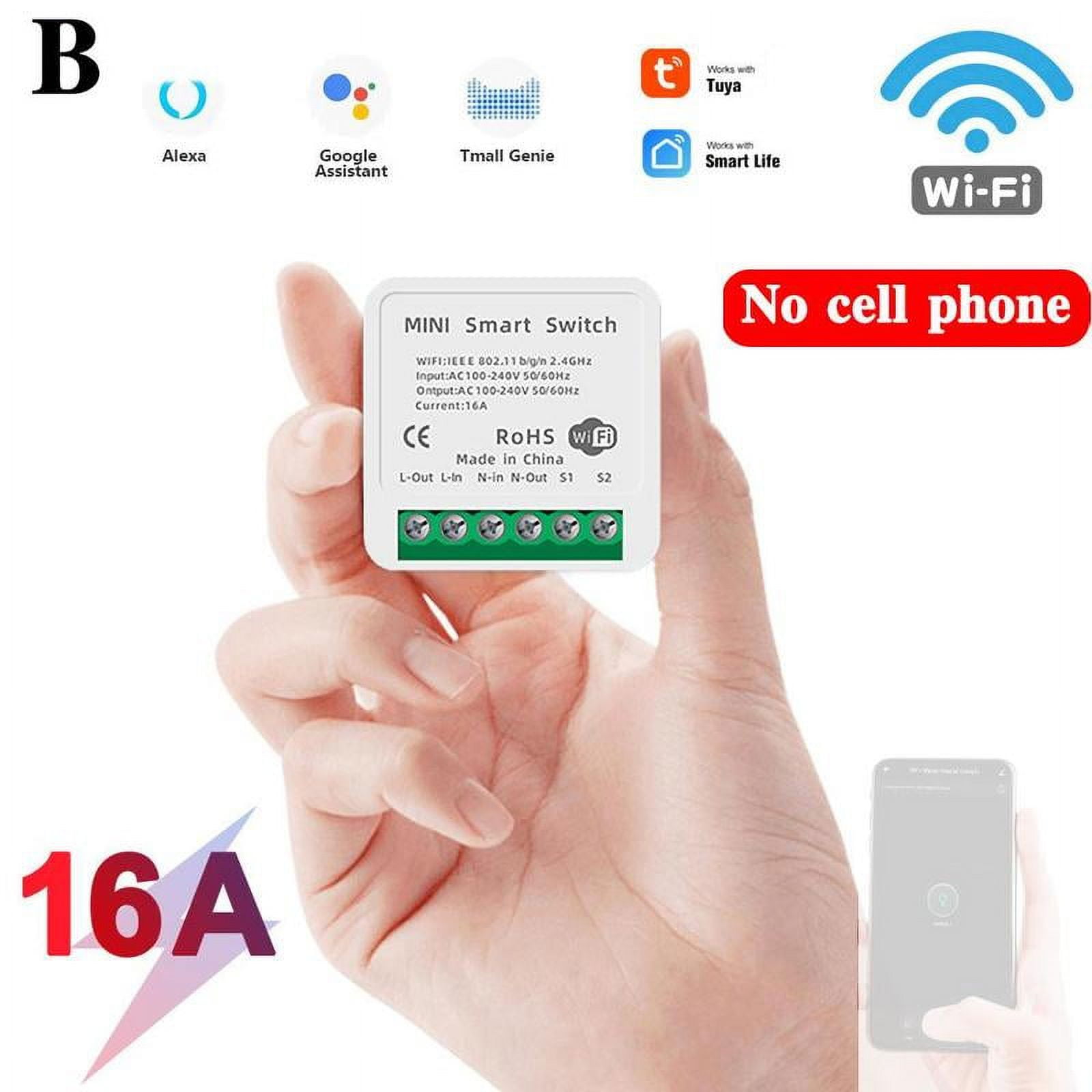 16A MINI Wifi Smart Switch Timer Funkschalter mit Tuya Home Alexa Neu N0H5