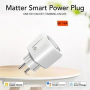 16A Matter Smart Wi-Fi EU Plug with Energy Monitor Function Work with Apple Homekit Google Home Smartthings Alexa