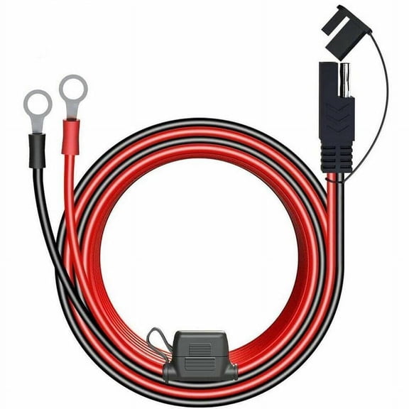 16AWG SAE 2 Pin Quick Disconnect Harness 10A Fuse O Terminal Adapter Cable 0.6M for Motorcycle Battery Charging