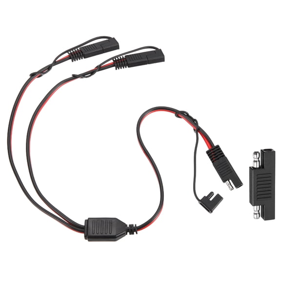 16AWG SAE Y Splitter Connector Cable, 1 to 2 SAE Extension Cable 1.8 ft with Waterproof Caps & Polarity Reverse Adapter for Solar Panel