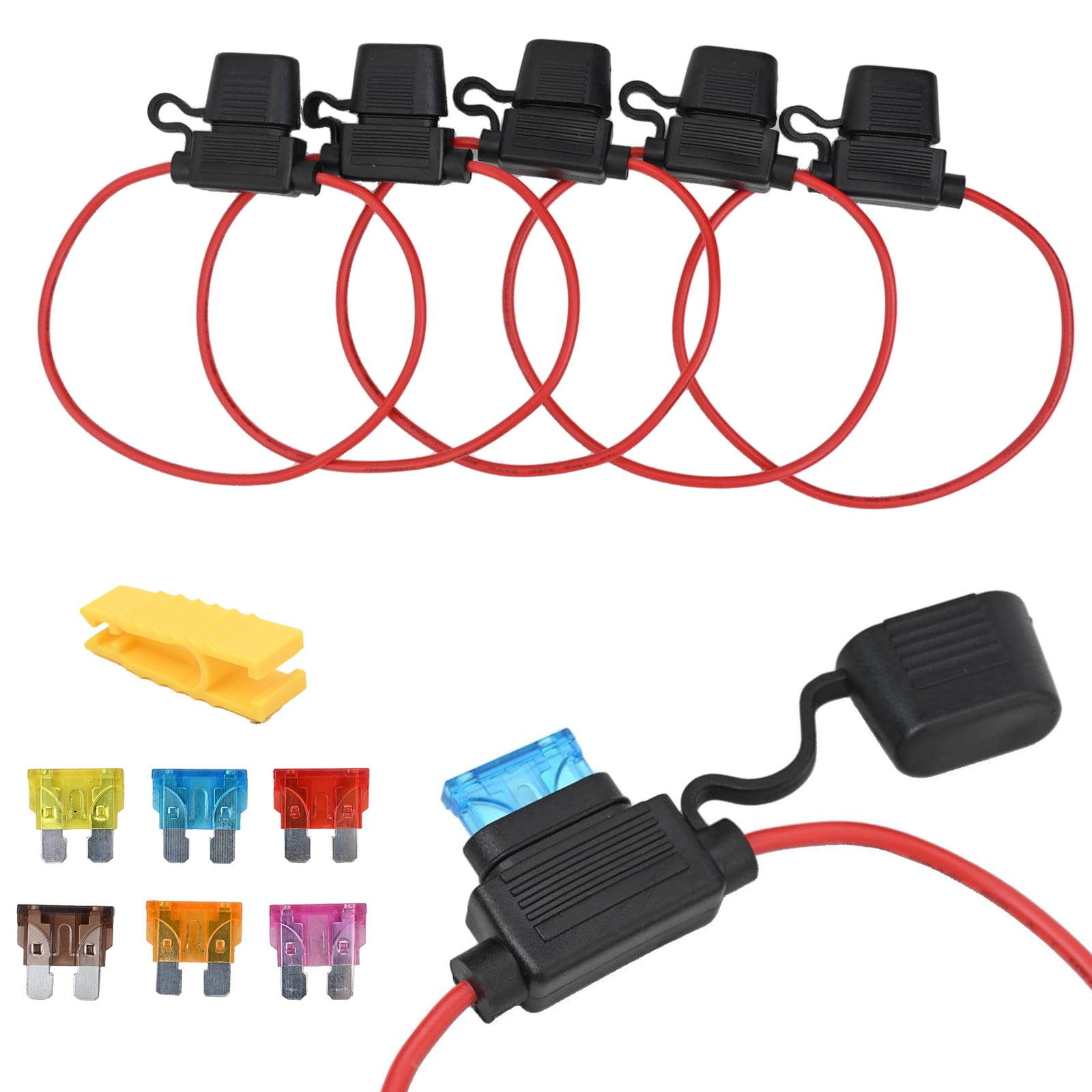 16AWG Waterproof Fuse Holder with 6 Standard Fuses for Cars and Trucks ...