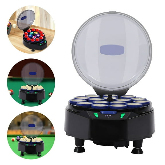 16Balls Round Automatic Billiard Ball Polisher Electric Pool Ball Cleaner Black