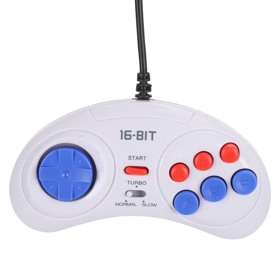 16Bit 9-Pin Mini Handheld Game Controller Ergonomic Gaming Pad Turbo Function White for Sega Master System Drive
