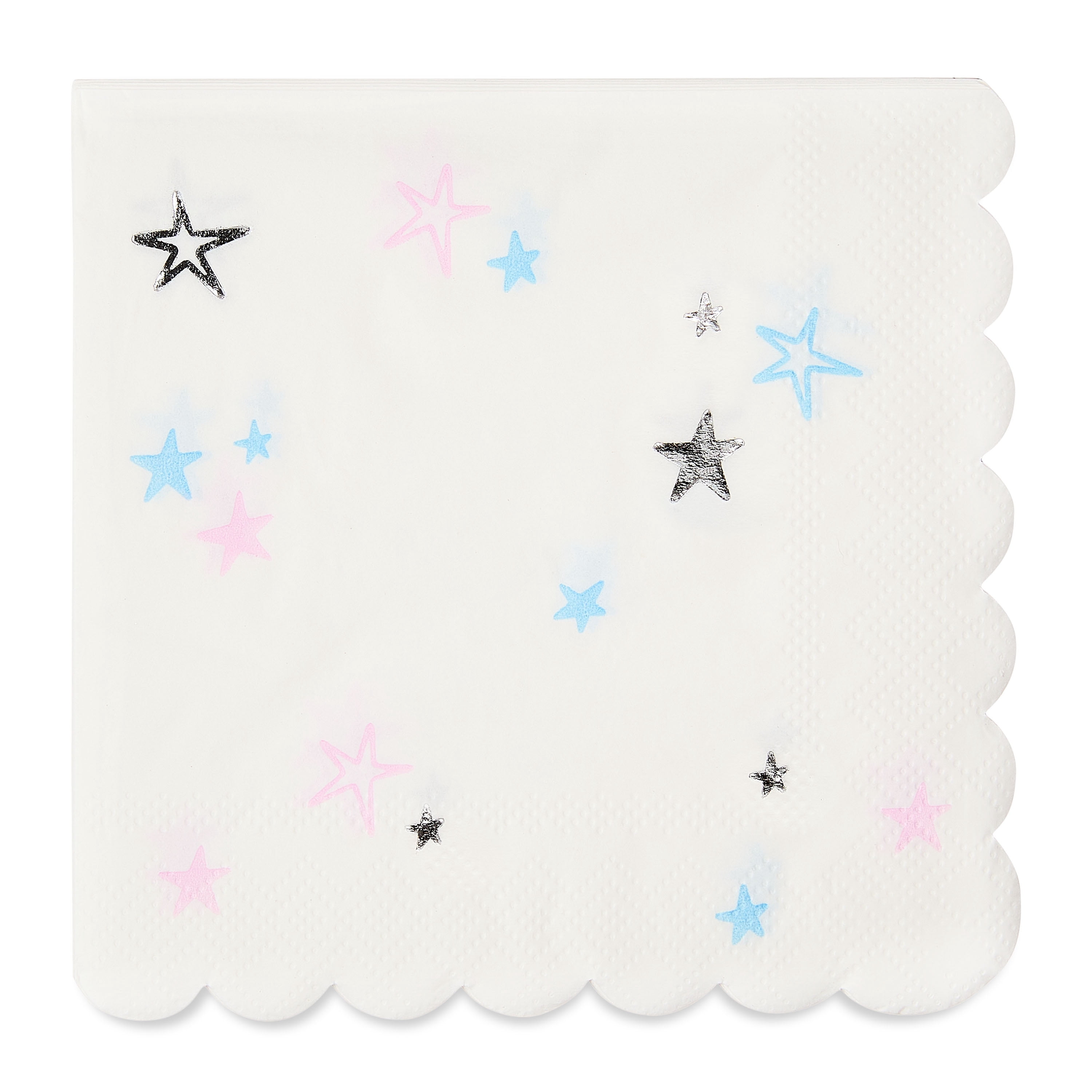 Blue and Pink Stars Disposable Paper Napkins, 16 Pieces, by Way To Celebrate