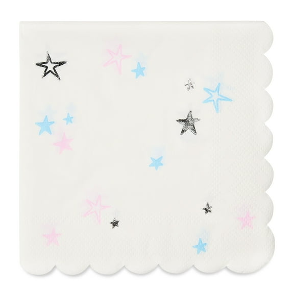 Blue and Pink Stars Disposable Paper Napkins, 16 Pieces, by Way To Celebrate