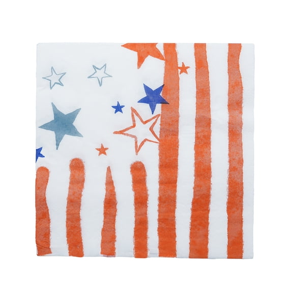 Red/White/Blue Flag Disposable Paper Napkins, 6.5" x 6.5", 16 Count, Patriotic by Way To Celebrate