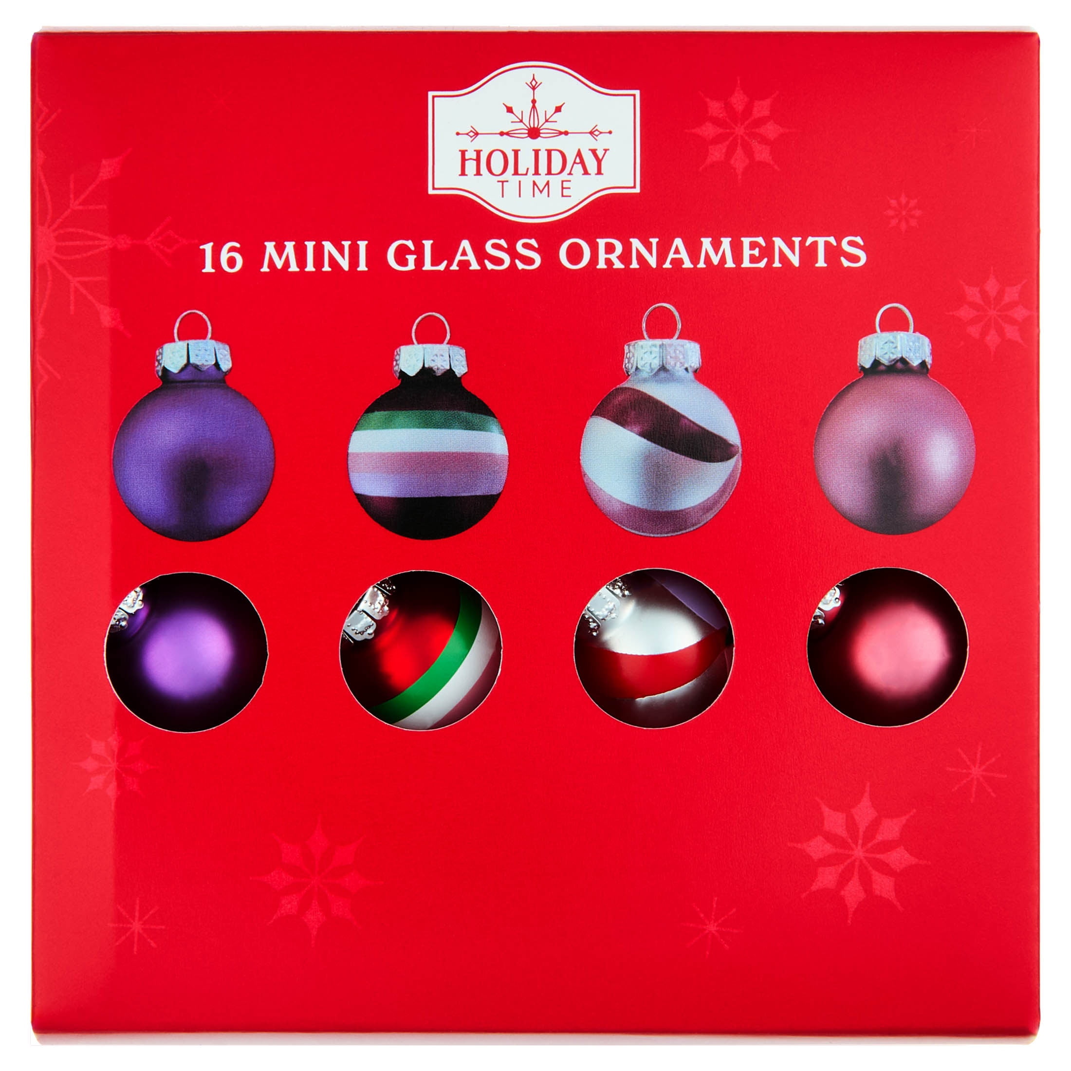 16-Count Multicolor Mini Glass Christmas Ornaments, 1", by Holiday Time